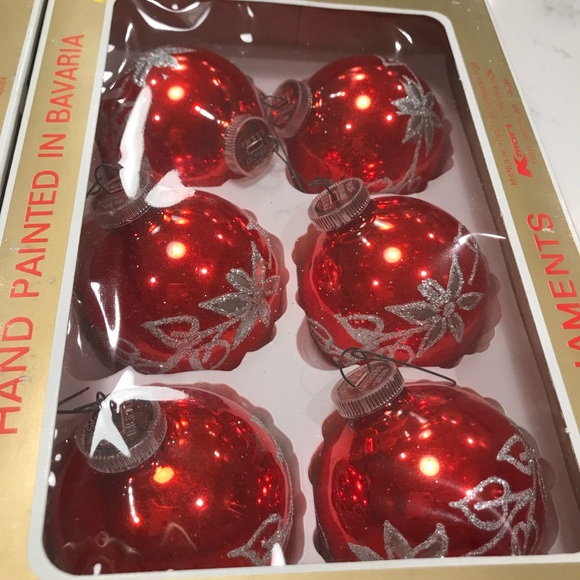 Vintage 3 Boxes Red and Blue Mercury Glass Christmas Ornaments - Picture 2 of 13